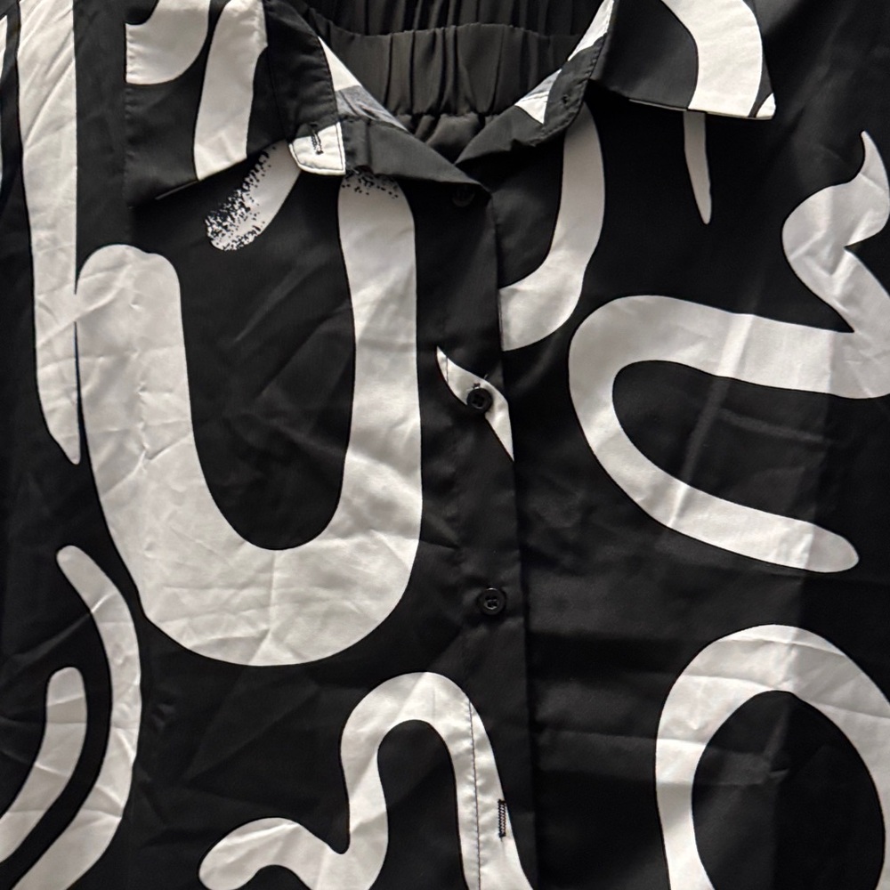 SHEIN Black and White Abstract Pantsuit